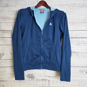 Nike ACG Jacket Women Small Blue Full Zip Thermal Hoodie‎ Run Soft Shell Casual